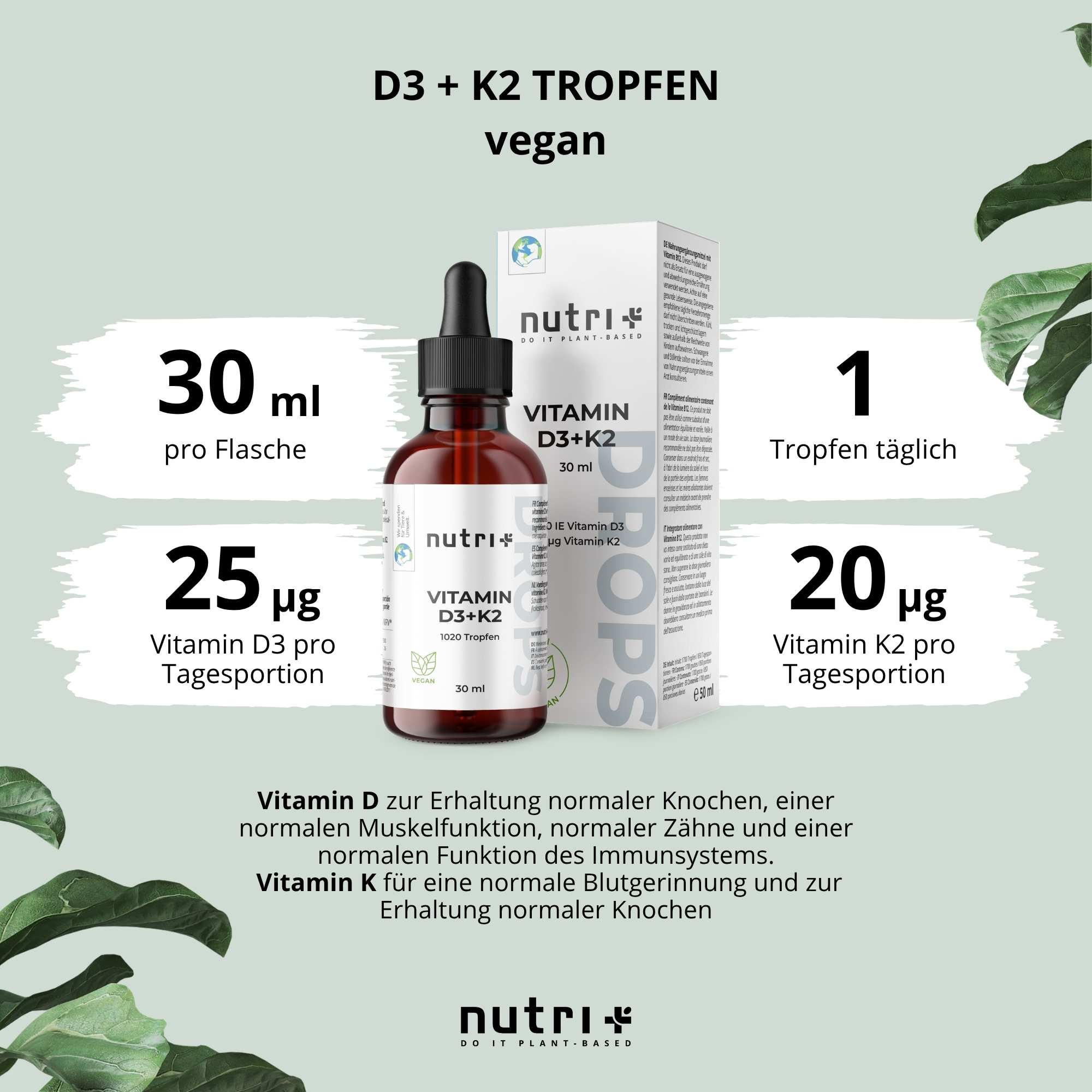 Vitamin D3 + K2 hochdosierte Tropfen