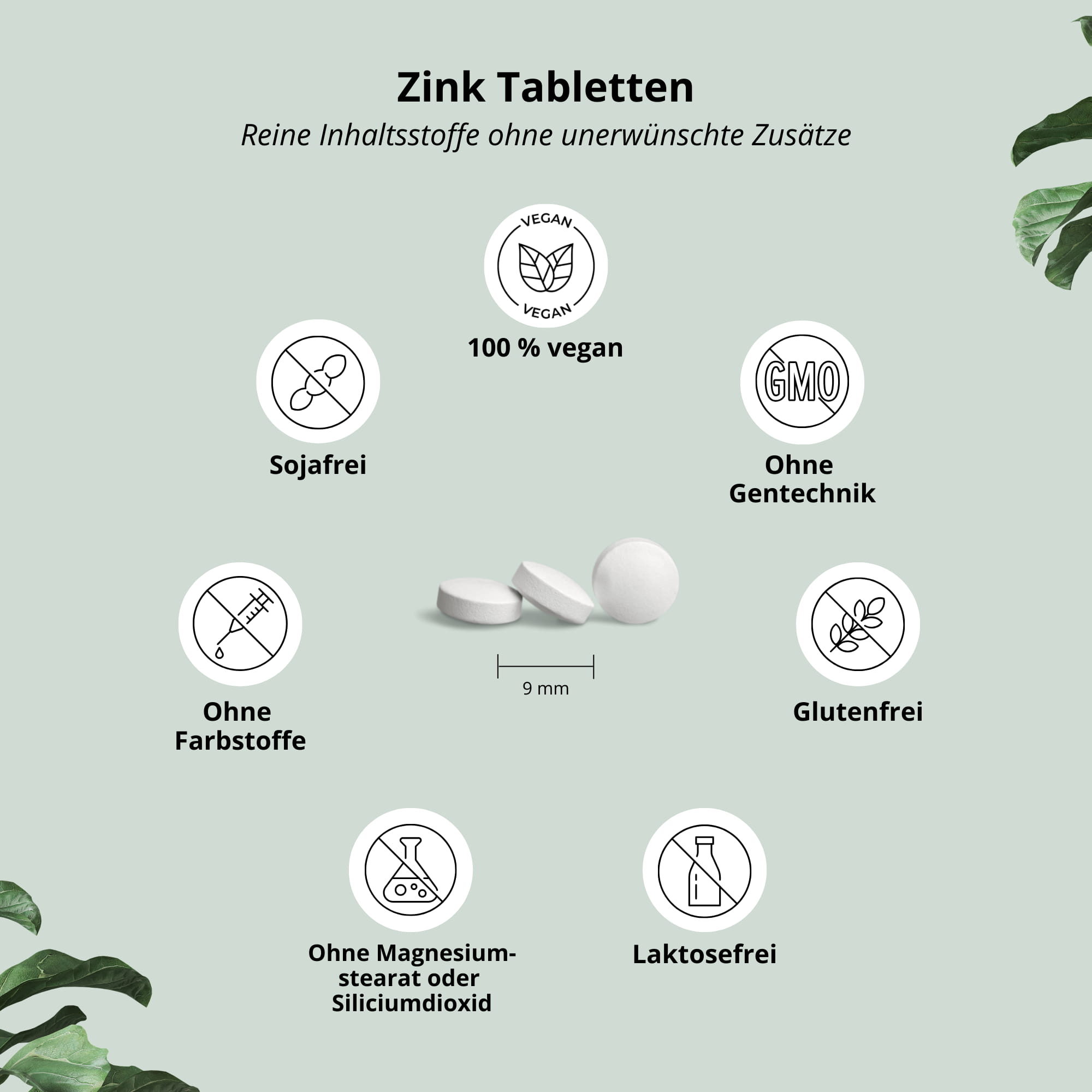 Zink Tabletten: vegane, hochdosierte Tabletten, frei von Farb- und Zusatzstoffen, Gluten- und Laktosefrei.