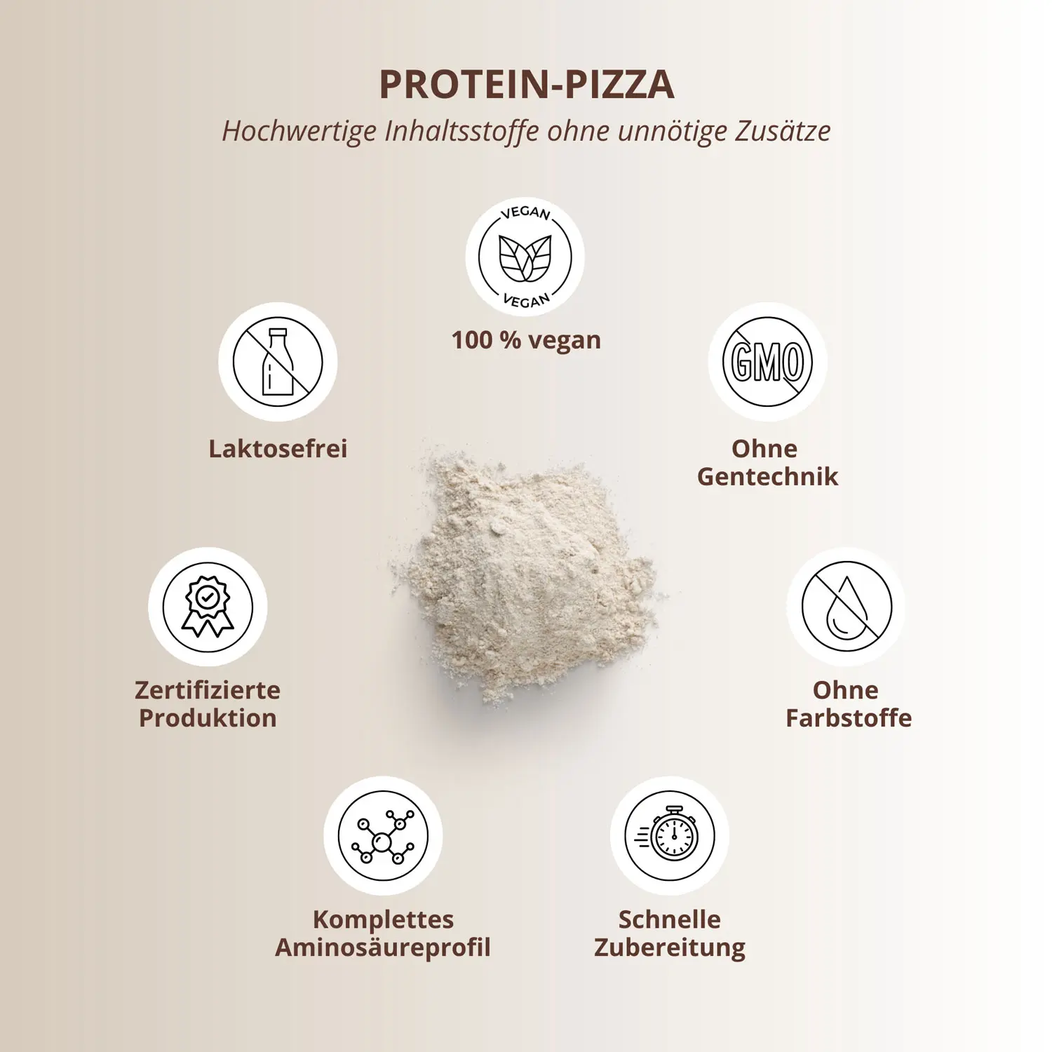 Protein-Pizzateig: veganes, lactosefreies Pulver mit hochwertigen Inhaltsstoffen für schnelle Zubereitung.